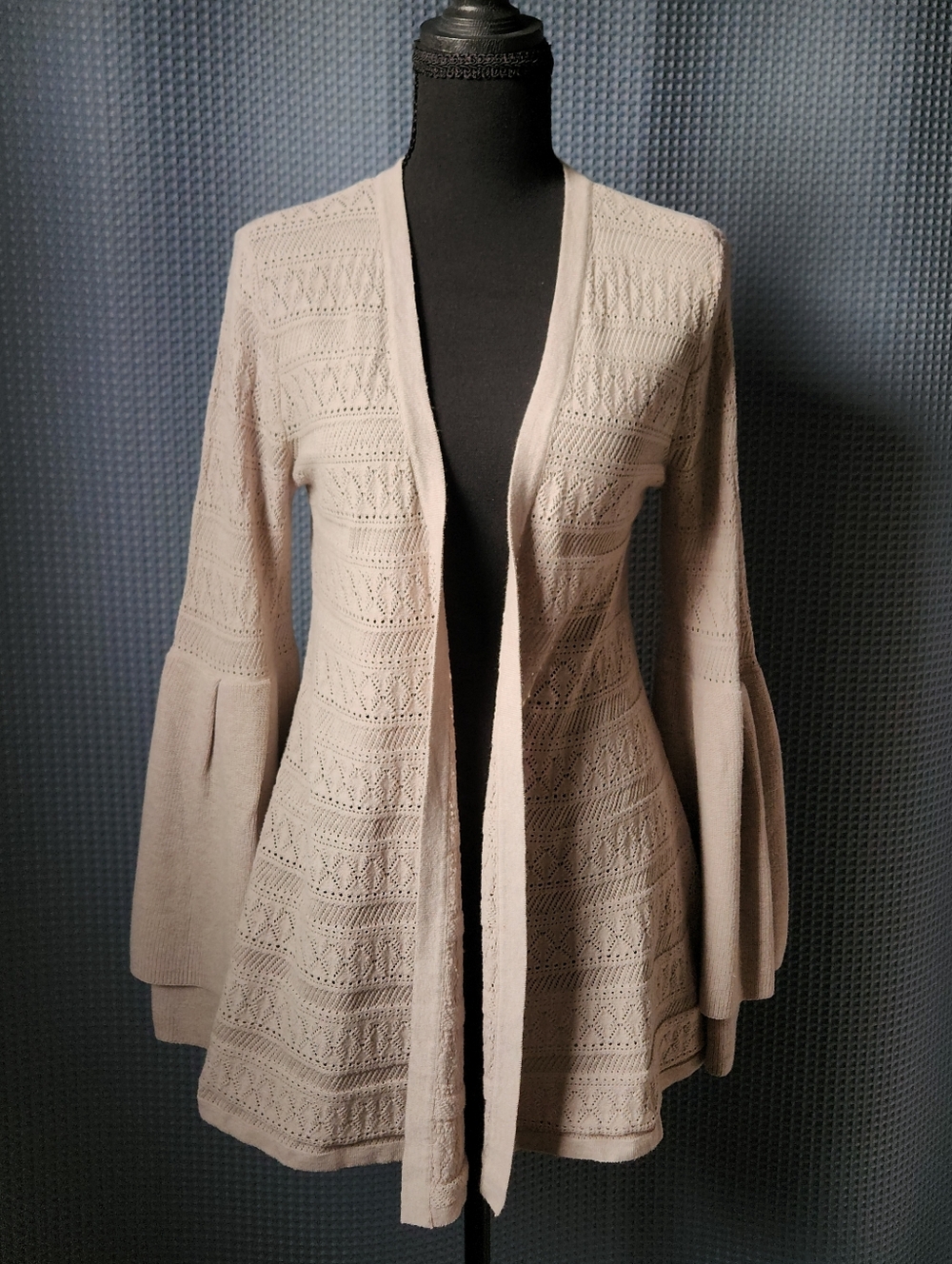 Style & Co Cream Knit Bell Sleeve Cardigan - Size S